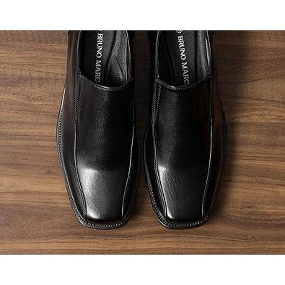 Bruno Marc Mens Size 7 Shiny Black Square Toe Dress Loafers Formal Shoes Bruno Marc Mens Size 7 Shiny Black Square Toe Dress Loafers Formal Shoes